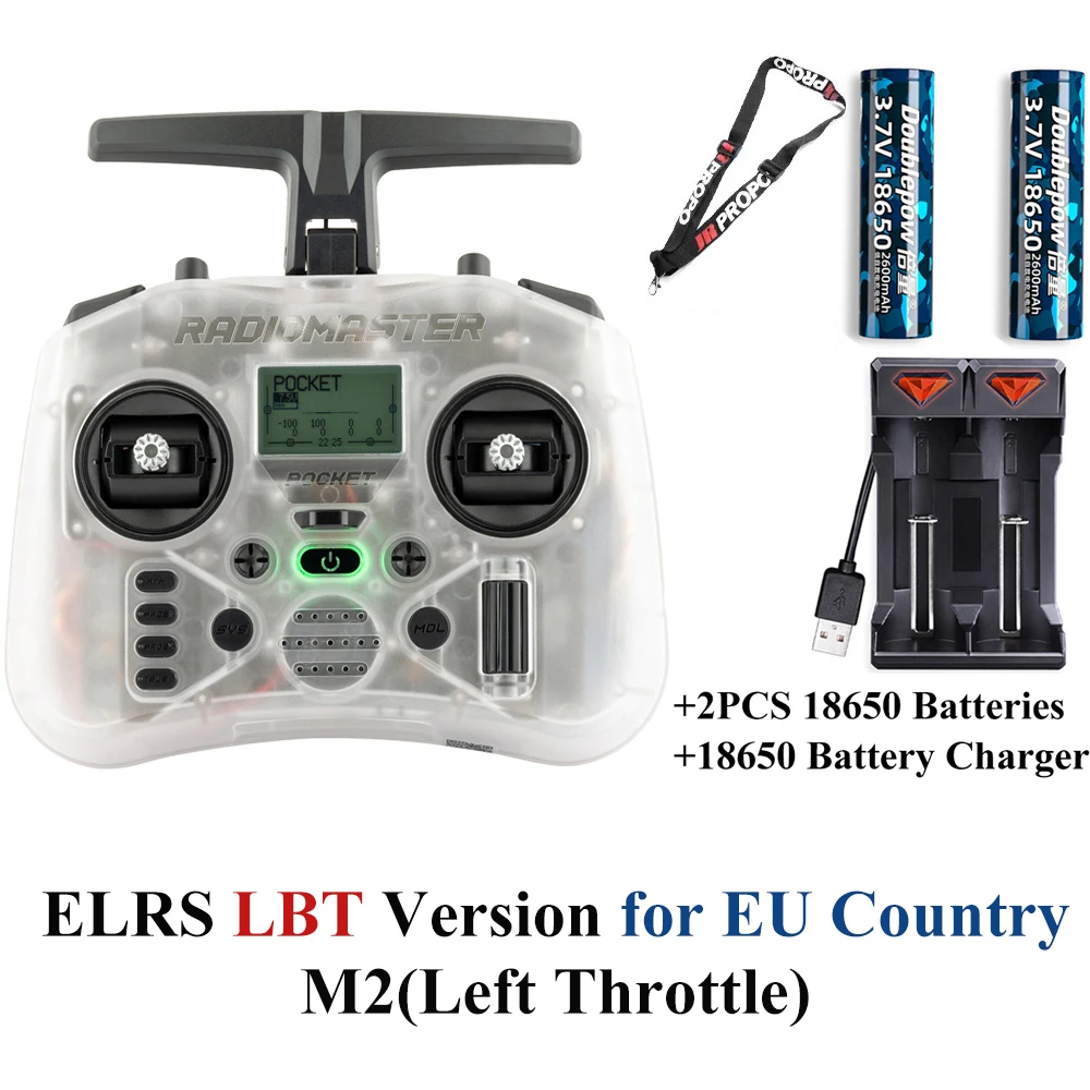 Radiomaster Pocket EdgeTX 2.4G Radio Controller FCC LBT (Mode2 Linkshänder-Drossel) CC2500 / ELRS Hall Gimbal-Sender