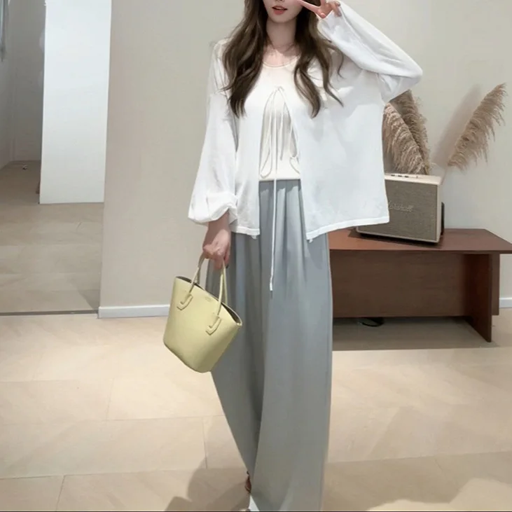 

8134, новая летняя рубашка из искусственного льна с v-образным вырезом и рукавами-фонариками, дышащая утягивающая ленивая солнцезащитная рубашка средней длины, шаль