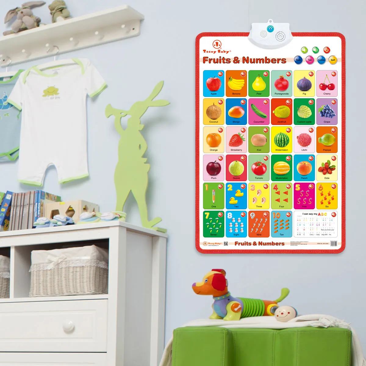 Versão inglesa Baby Calendar Book Key, Sound Letters Numbers Frutas e Animais, uma variedade de estilos para escolher