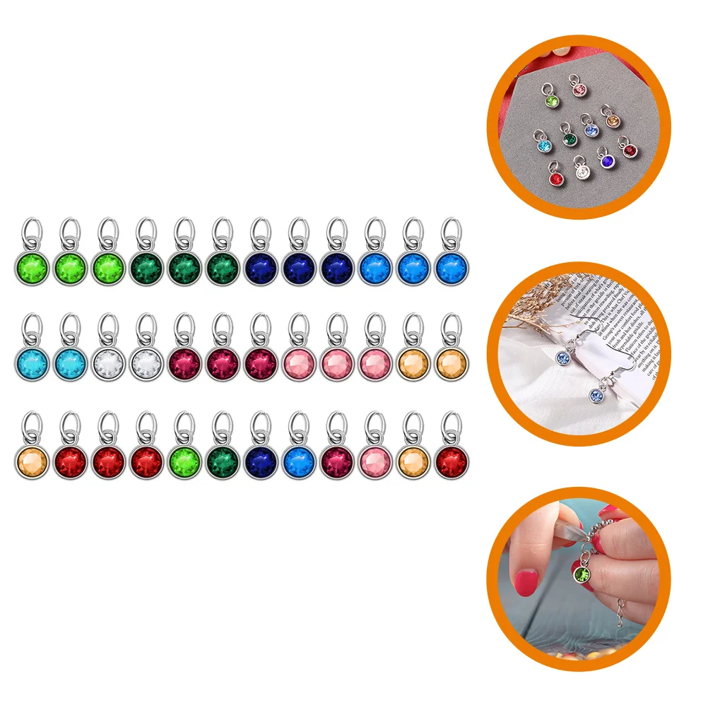 

36Pcs Birthstone Pendant Rhinestone Charms Jewelry Making Supplies Necklace Bracelet Keychain Accessories