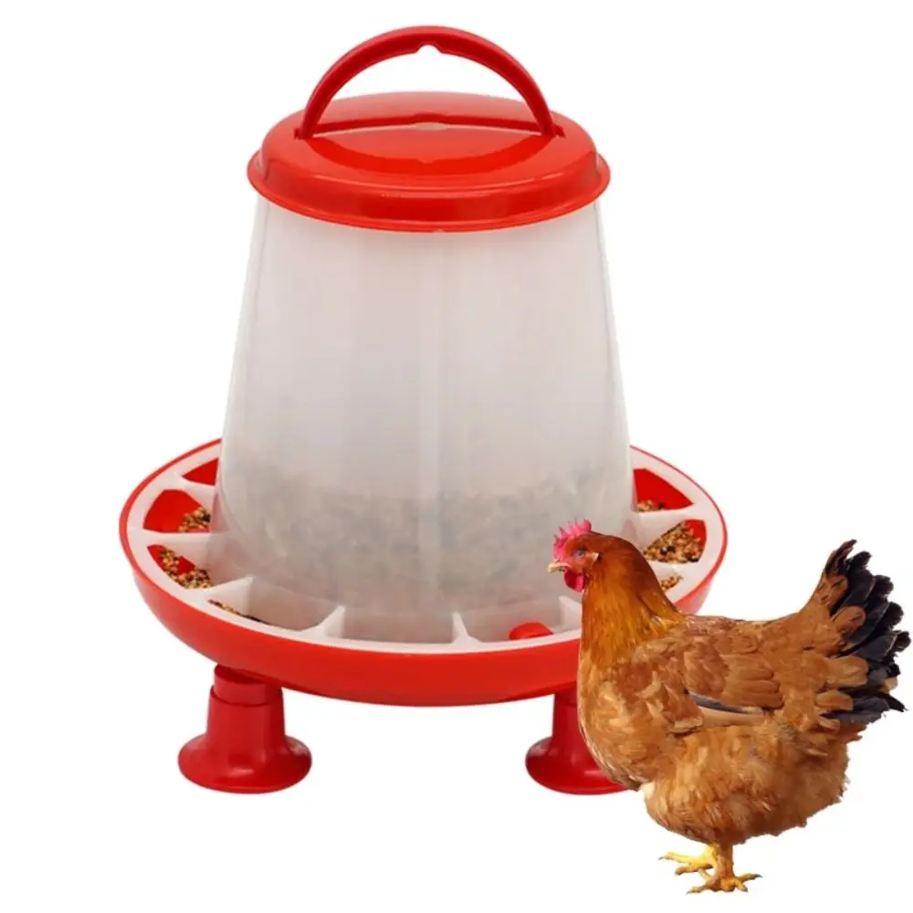 Alimentador de aves de corral con patas de soporte y cubierta, Cubo de alimentación de codorniz, comedero automático grande para aves de corral, 2kg