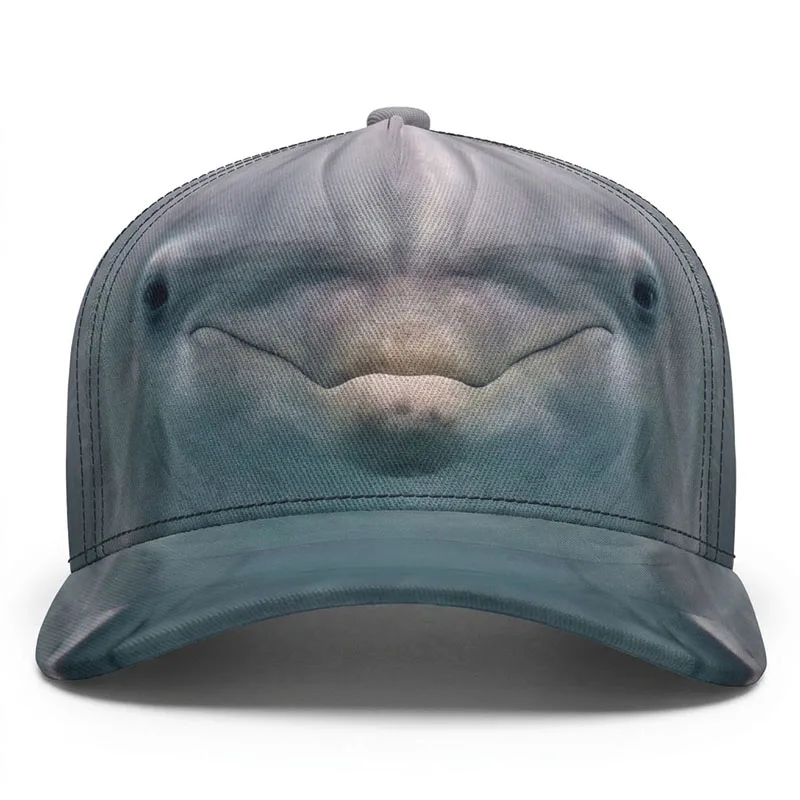 Dolphin Custom Baseball Caps Splash Wave Rider Ocean Friend Smiley Hip Hop Trucker Driver Peaked Sea Spirit Breathable Gift hats
