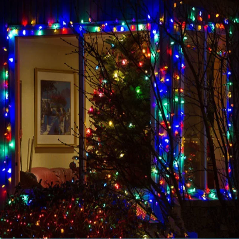 100/200/300/500LED عيد الميلاد ضوء سلاسل في الهواء الطلق حديقة الديكور لقضاء عطلة السنة الجديدة تجمعات احتفالية