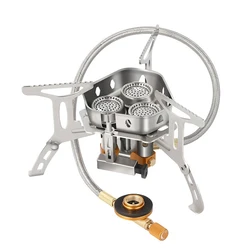 Desert Fox Tourist Burner Camping Gas Stove Cookware Large Power Three Fire Adjustable Windbreak Outdoor Hiking Stove Cooker