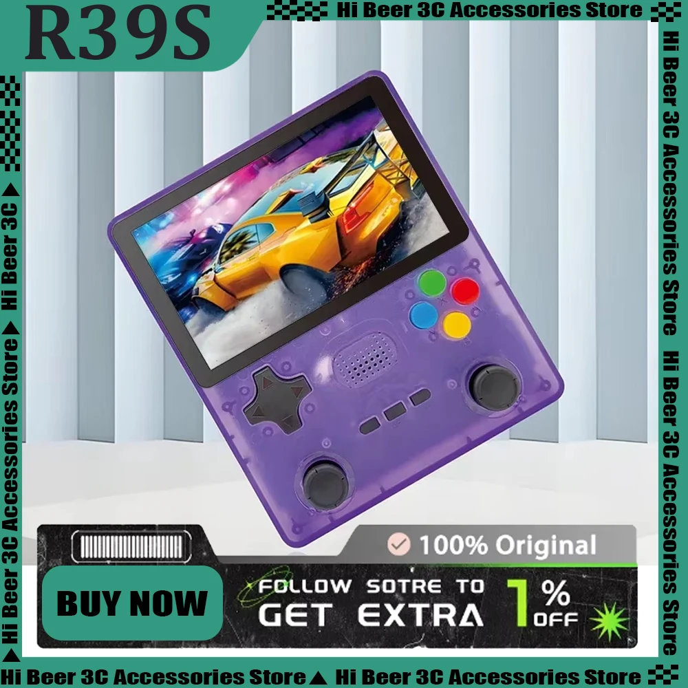 R39S Retro Handheld Game Video Console Linux System 4 Inch IPS Screen Portable Pocket Video Player 64GB 128GB Games Boy Gifts