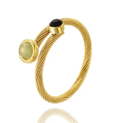 WILD & FREE Vintage Elegant Stainless Steel Twisted Adjustable Rings for Women Simple Waterproof Aesthetic Jewelry