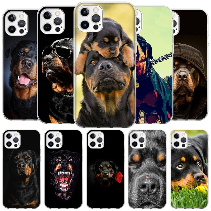 Rottweiler Dog Cover Phone Case For iPhone 16 15 14 13 12 Mini 11 Pro Max X XS 7 Plus 8 + SE 2020 Soft Fundas Shell