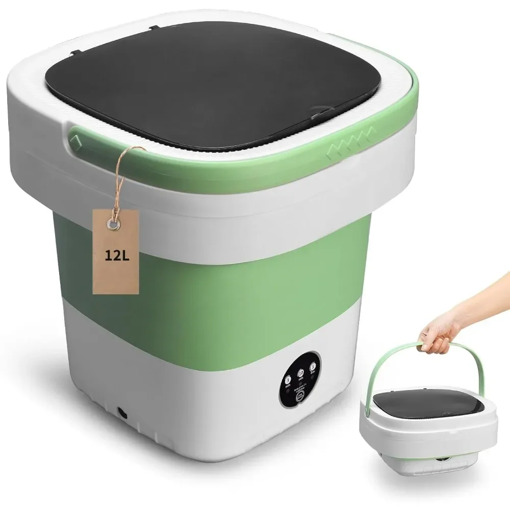 Portable Washing Machine, 12L Foldable Washer and Dryer with 3 Modes Deep Cleaning, Sutiable for Underwear,Baby Clothes,Socks