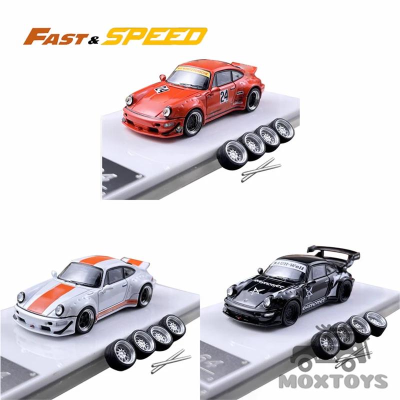 

Быстрая скорость FS 1:64 Rauh Welt RWB964 Широкий корпус Белый Оранжевый/Оранжевый/Черный Литая под давлением модель автомобиля Limited499