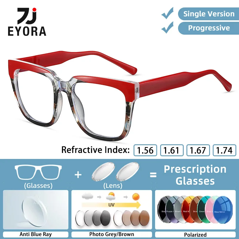 

EYORA Stylish Appearance TR90 Women Reading Glasses Myopia Eyewear Hyperopia Anti Blue Ray Progressive Photochromic Eyewear Lens