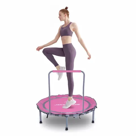 36" Fitness Trampoline for Adults Kids, Quiet Mini Rebounder with Silent Elastic Ropes for Home Cardio Workout, Pink
