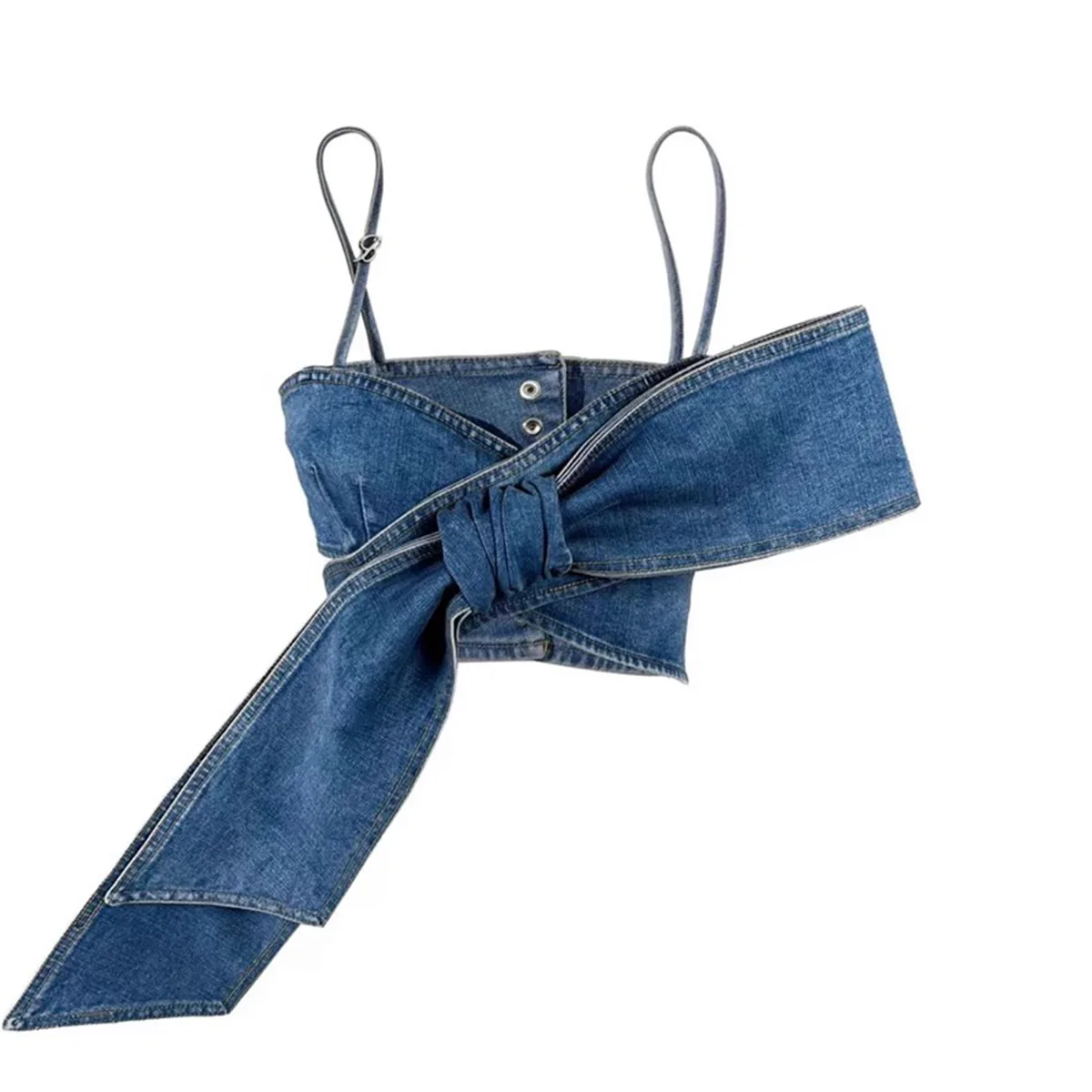 Vintage Fashion Straight Wide Leg Jeans Women 2024 Spring New Retro Hot Girl Three-Dimensional Bow Tube Top Vest High Street