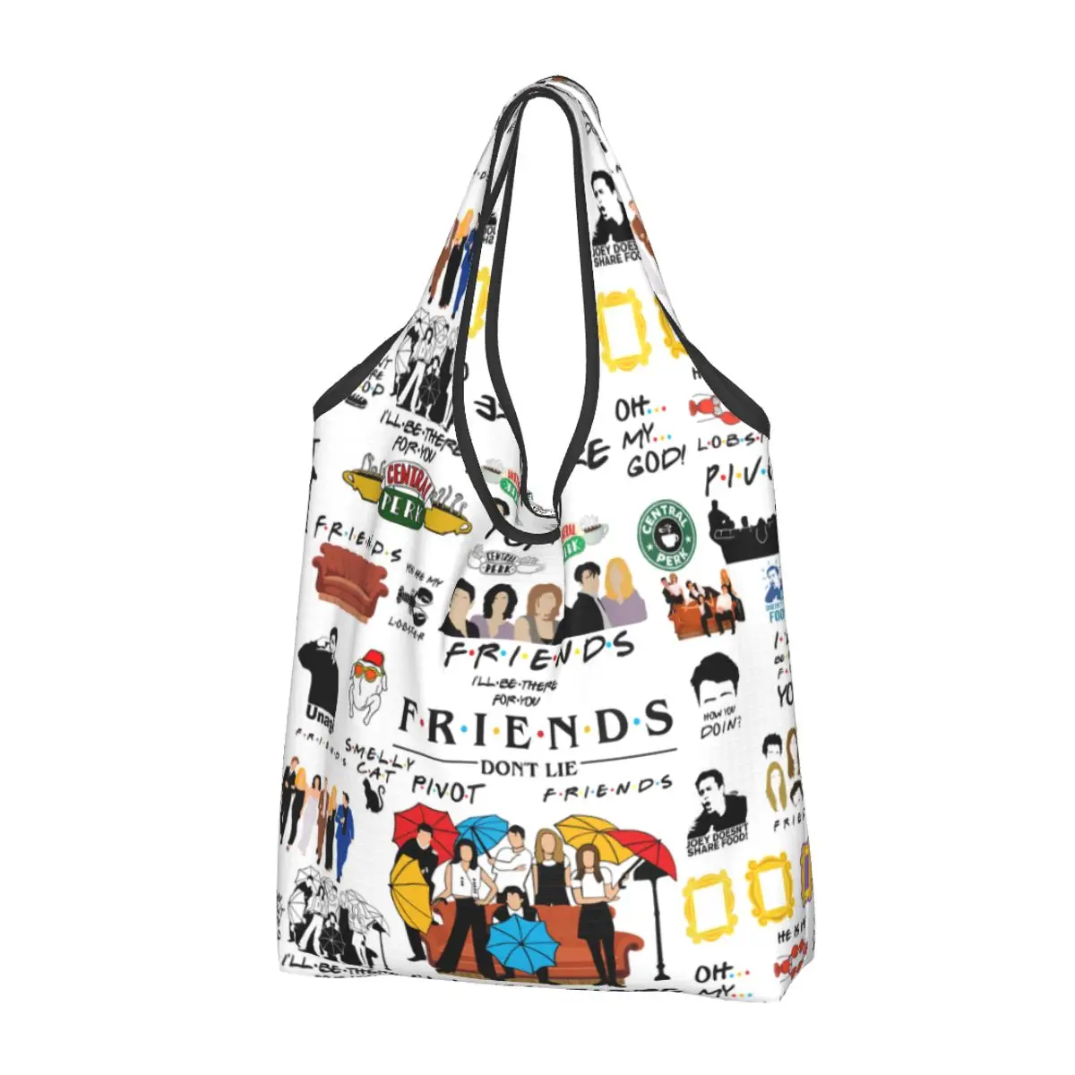 Kawaii Printed Funny TV Show Friends Collage Shopping Tote Bag Portable Shoulder Shopper Handbag