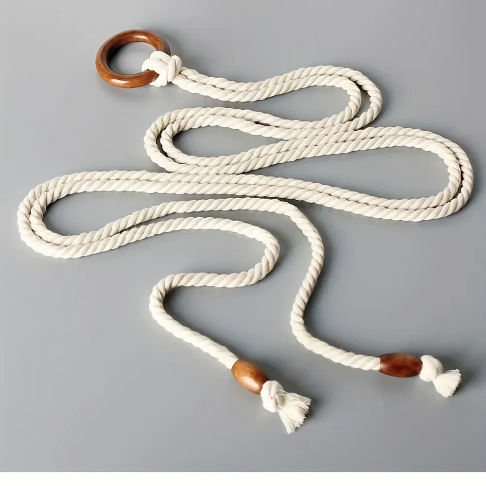 Double Layer Braided Rope Belt Solid Color Extended Vintage Tassel Sash Belt Casual Dress Waistband Girdle For Women
