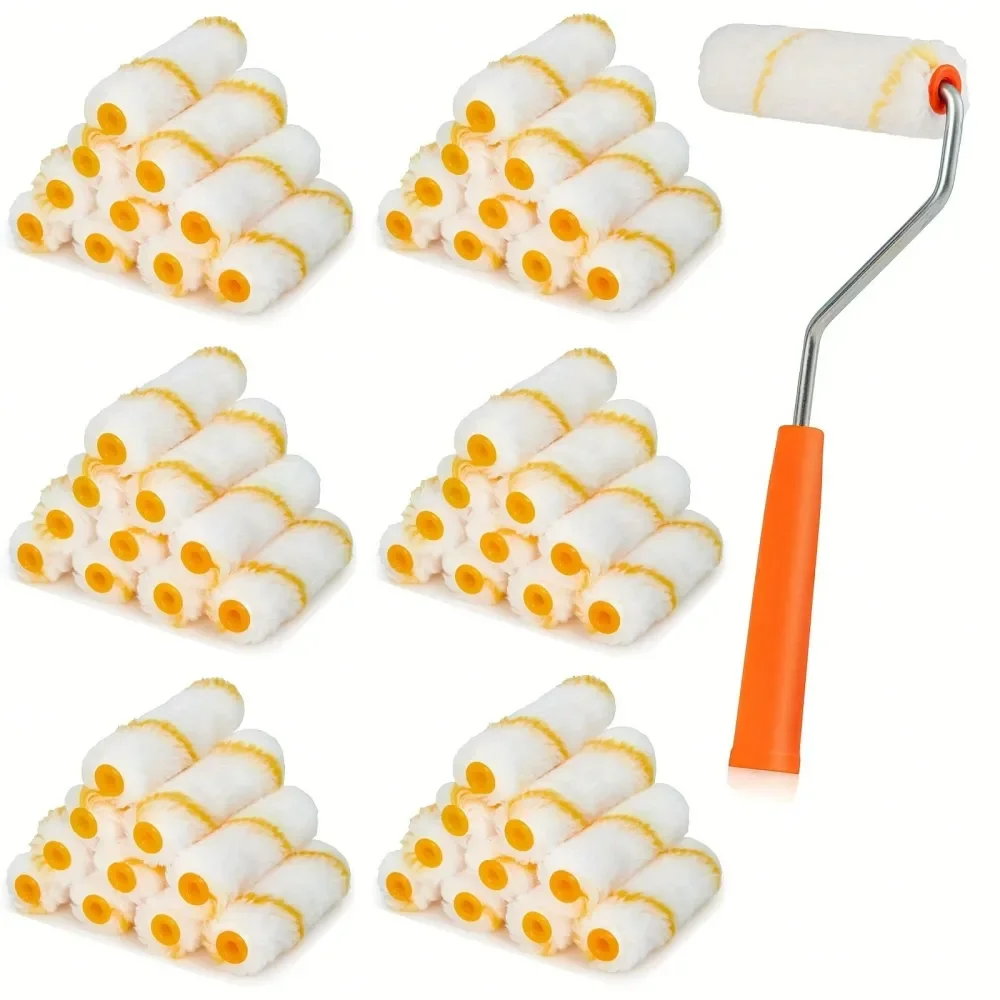 

Набор валиков для покраски, 61 шт., прецизионный мини-набор валиков для покраски, 4-дюймовые полиэстеровые кисти для детальной работы на стенах, столах, шкафах