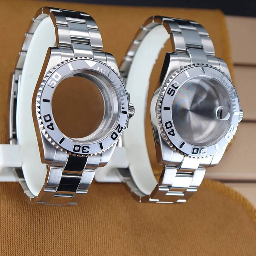 40mm Watch Case NH35 Cases Sapphire Glass Stainless Steel Waterproof Watch Parts For YACHT-MASTER Fit NH35/NH36 Movement