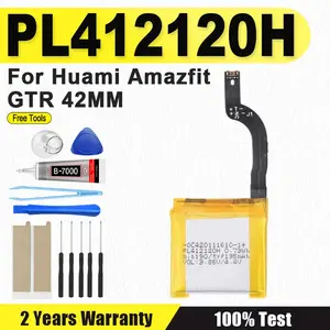 Bilashmart Brand Huami Amazfit GTR 42MM 195mAh PL412120H Battery Replacement Smart Watch Bateria + Tools