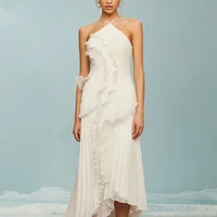 Chic pleated halter neck long vacation dress high quality purple strapless Lotus Edge Maxi Dress 2026 New Lady Vacation Gowns - Image 5