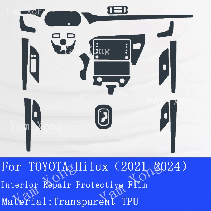 

Для TOYOTA Hilux 2021 2024, салон автомобиля, центральная консоль, прозрачная пленка из ТПУ, защитная пленка против царапин, автомобильные наклейки, аксессуары