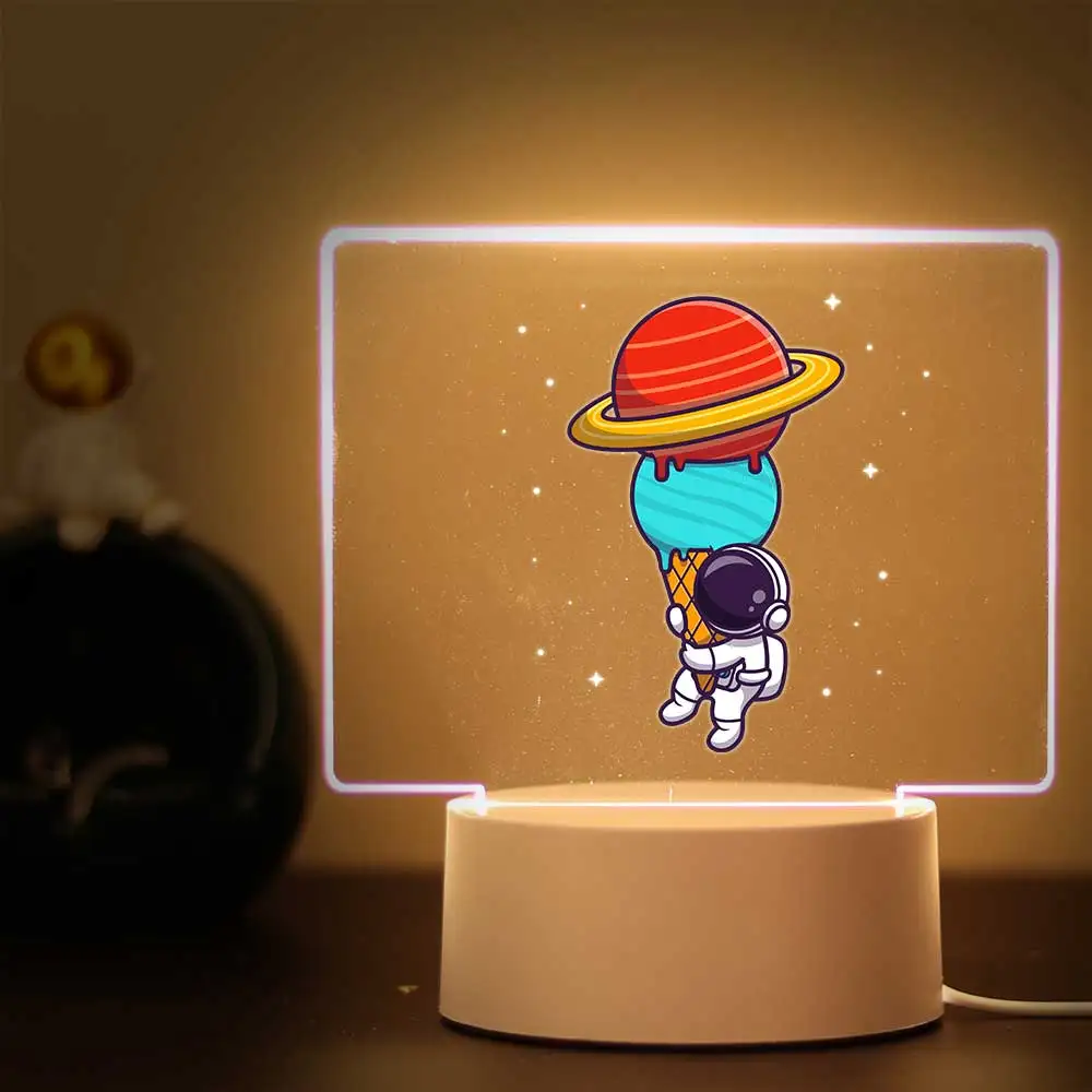 1 pc Funny Creative cartoon astronaut Acrylic Led Night Light Birthday Party Decor