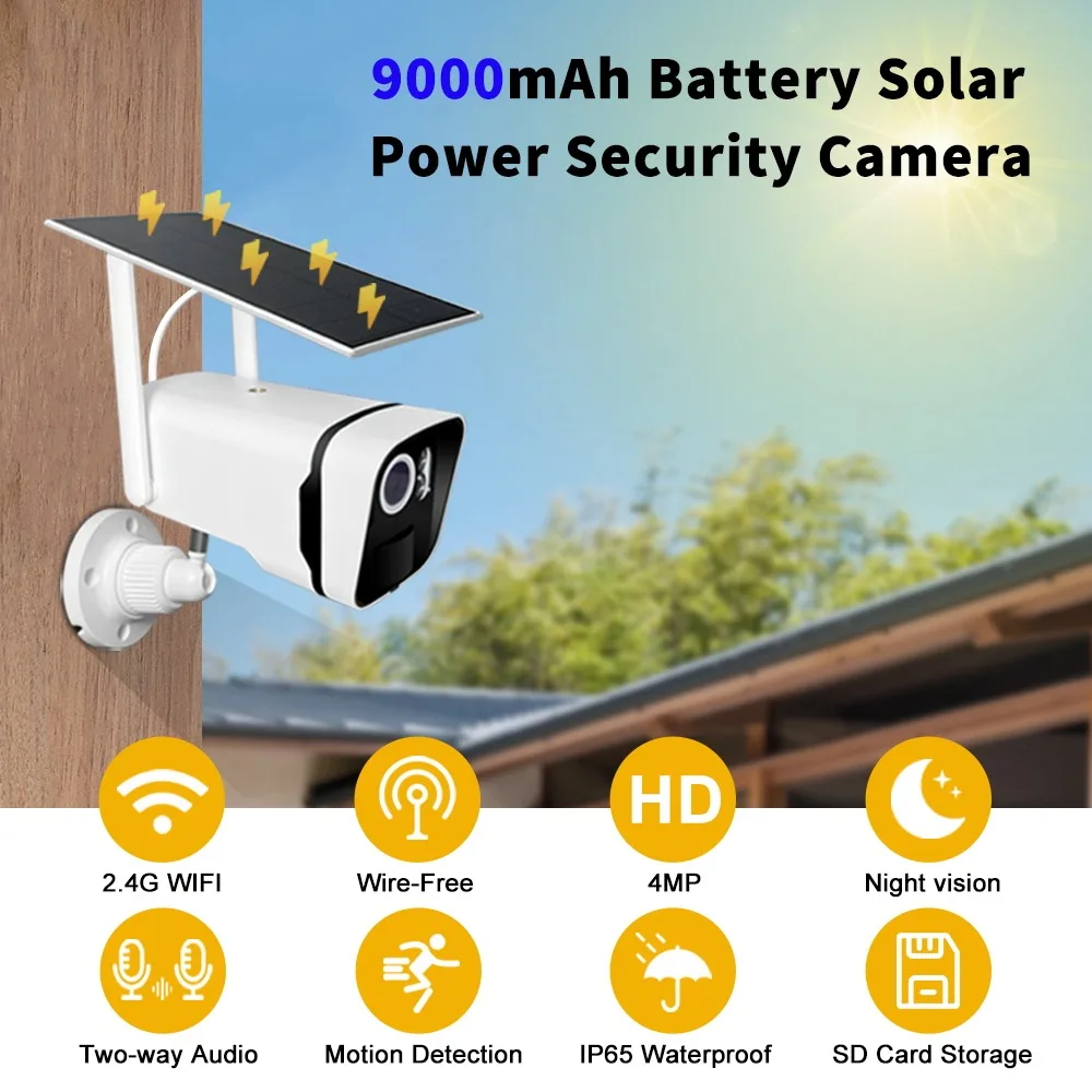 كاميرا لاسلكية ذات 4 قنوات Nvr للتخزين السحابي الخالي من الشمس، كاميرا مراقبة Wifi Cctv Kit