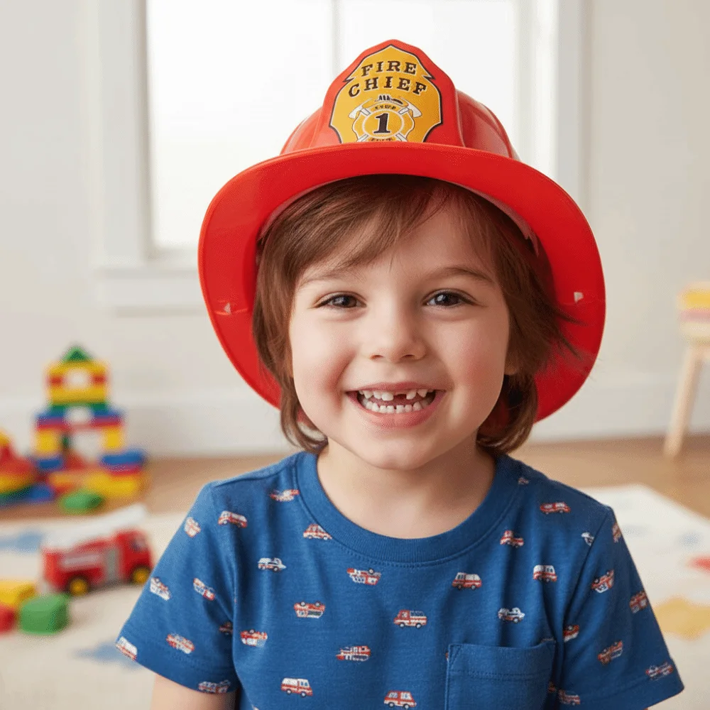 Chapeau de pompier Simulation chapeau de pompier maquillage sécurité pompier casque de sécurité en plastique réglable chapeau de pompier interactif