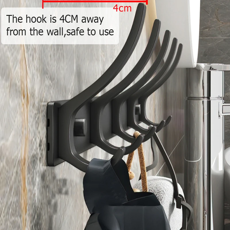 Household Wall Coat Rack Black Hooks For Hangging Clothes Towel Hanger Bathroom Robe Hook Heavy Duty Kitchen Accessories - view 6