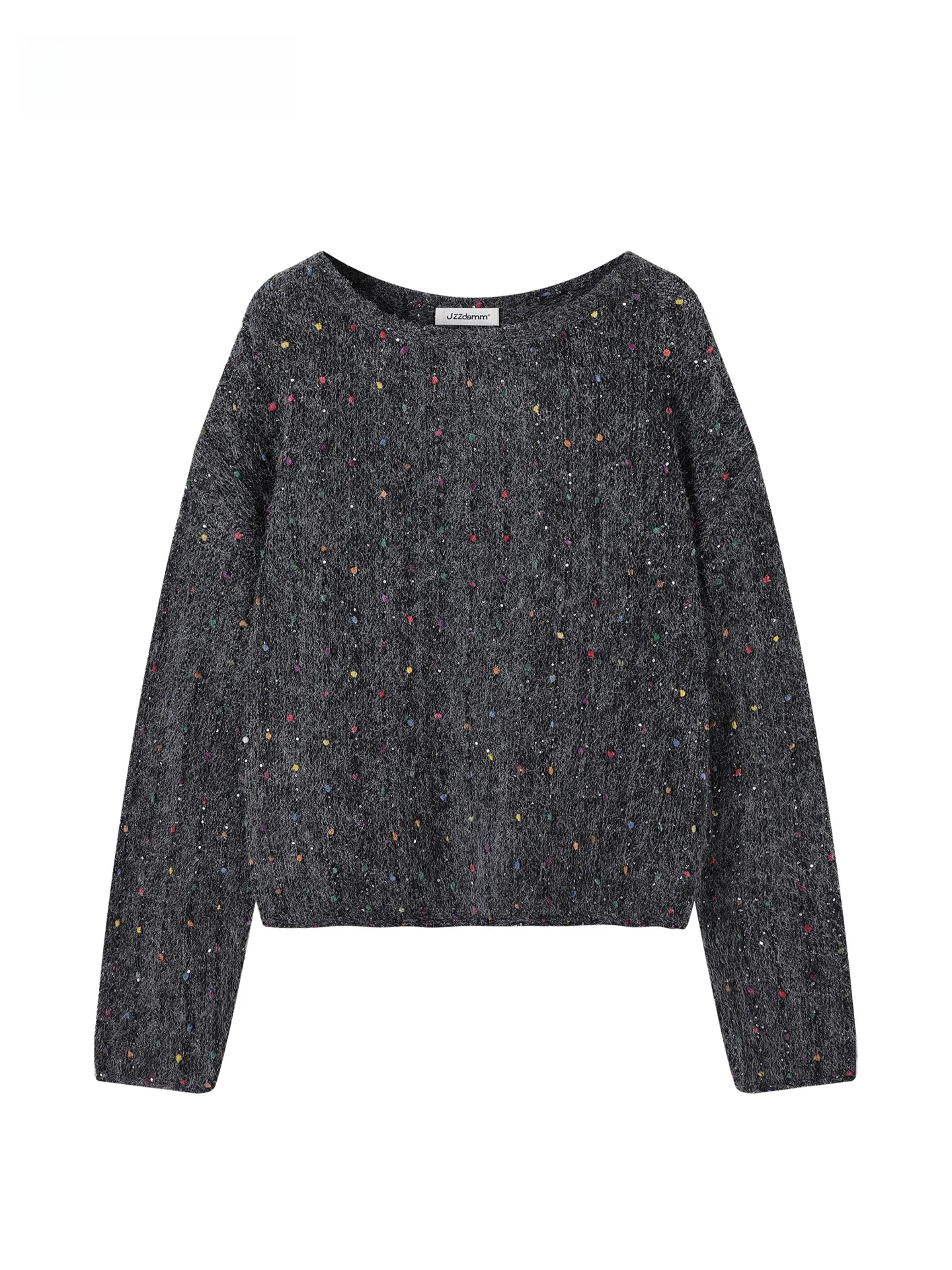 

JZZDEMM Special Yarn Mixed Knit Loose Faion Women's Overhead Top Long Sve Soft Comfortable Retro Sle Garment