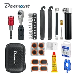 Compact Ratchet Dual Way Wrench Kit Tire Lever Tools W/ 10 Bits Bicycle Riding Quick Repair Accessories Bicycle Repair Tool Bag