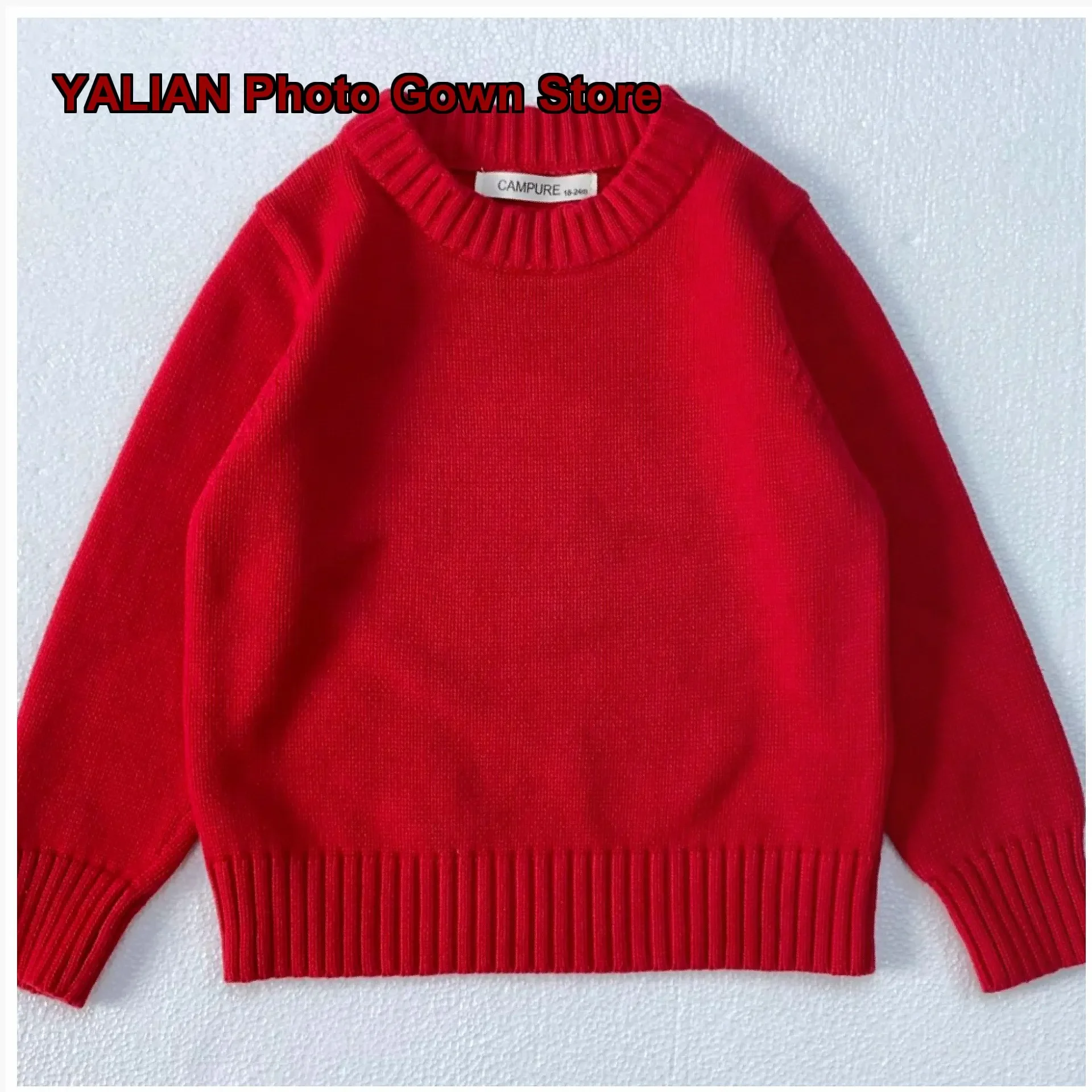 Kids Knit Top Round Neck Thickened Pure Cotton Autumn Winter Base Layer Boys Girls Bottoming