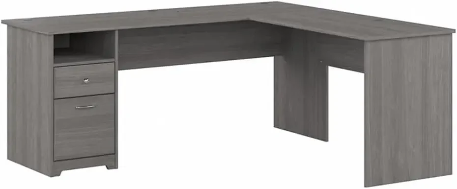 L Shaped Desk with Drawers for Executive and Home Office | Cabot Collection Corner Table with Storage and Chrome Hardware Return