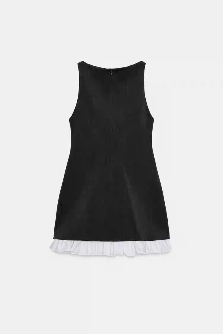 Novo 2025 feminino faion redondo ne scvel ort dr em camadas decoração casual cintura alta poliéster verão colete dr