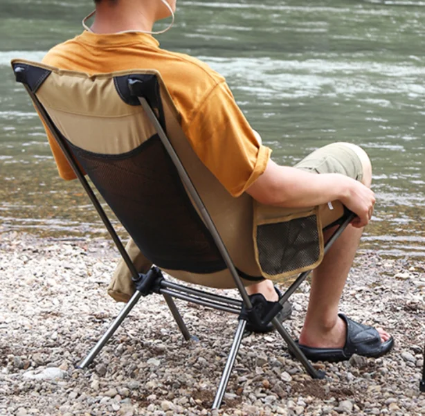 Outdoor folding picnic parallel bars, aluminum alloy portable moon chair, camping fishing beach chair_voghion.com
