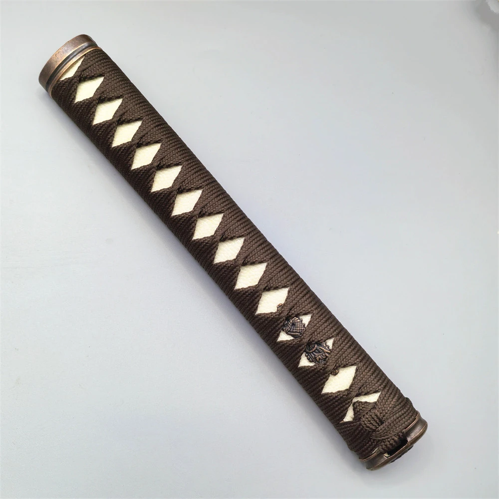 26cm*Real Rayskin Tsuka Brown Ito Handle For Japan Samurai Katana/Wakizashi Sword Brass Habaki+Seppa Metal Accessory