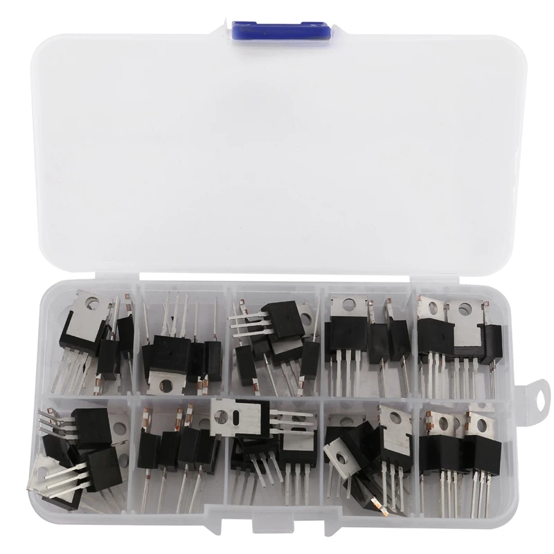 

50Pcs 10Types IRF Series Mosfet Transistors Assortment Kit, Including IRFZ44/510/520/530/540/640/740/840/3205/9540