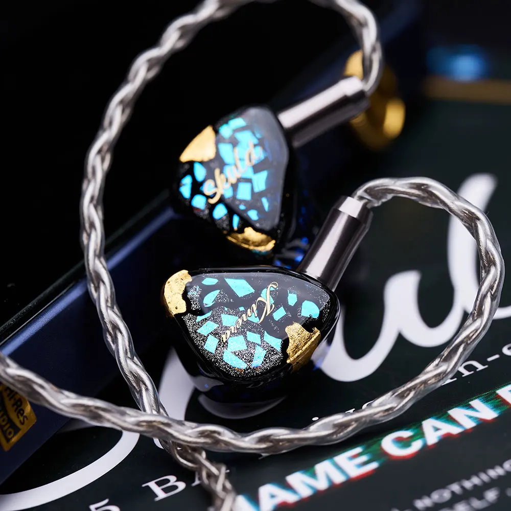 Fotografia 5: Novo kinera crânio fone de ouvido 5ba monitor driver no ouvido fone iem com cabo destacável 4.4mm plug alta fidelidade música fone