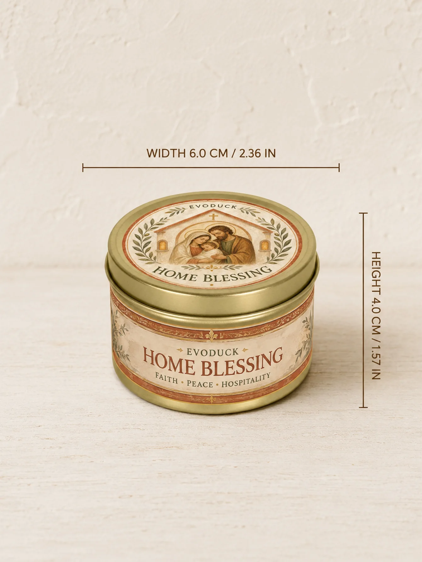 Home Blessing Candle Holy Family 3pcs Gold Tin Prayer Scented Candles with Dried Flower Petals Prayer Guide Gift Box Faith Peace Hospitality Catholic Christian Housewarming Gift New Home Religious Decor for Family Wedding Newlywed Couple