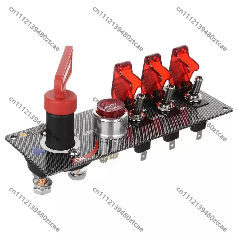 DC12V Carbon Fiber Combined Switch Panel Metal Toggle Ignition Push Button For Racing Vehicle Modification