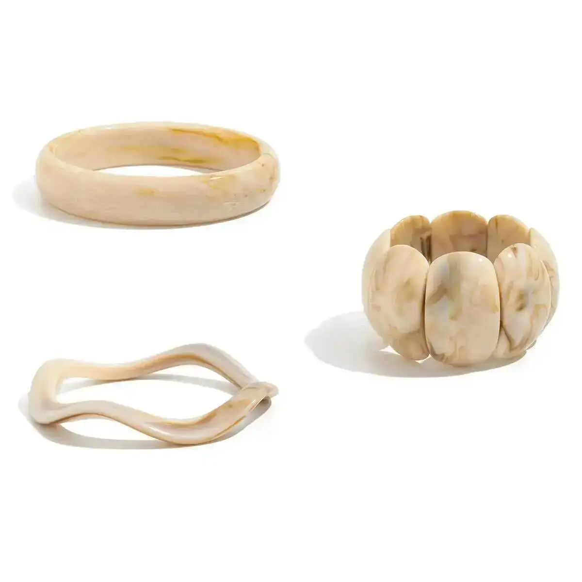Lacteo 3 Styles Fashion Irregular Off White Acrylic Resin Bangles Women 2025 New Hyperbole Elegant Chunky Bracelet Daily Jewelry