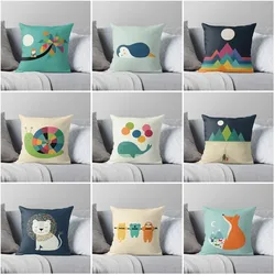 Office Decorative Cushion Cover Cartoon Animal Penguin Polar Bear Print Decorative Home Pillowcase Square