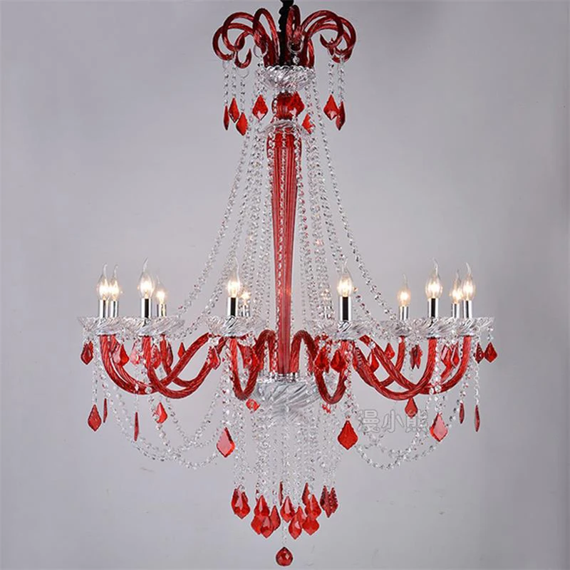 

European Red And Blue Crystal Chandelier Lnternet Cafe KTV Restaurant Light Duplex Building Clothing Store Staircase Chandeliers