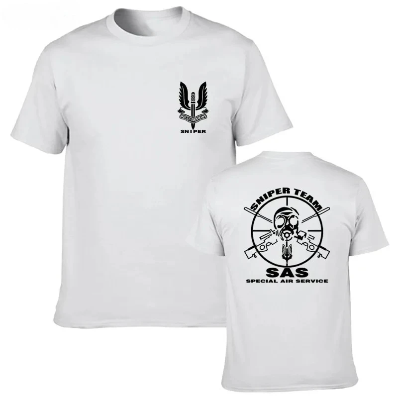 

High Quality SAS Special Air Force T-Shirt Men's Double Sided British Army Special Forces Sniper Gift Casual T-Shirt Extra
