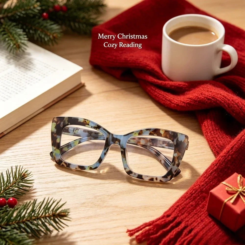 6 Pairs of Unisex Cat Eye Large Frame Reading Glasses, Fashionable Printed Leopard Print Frames, Daily Reading Mobile Phone Reading Glasses Set, Suitable for Christmas and Halloween Gifts, Random Colors