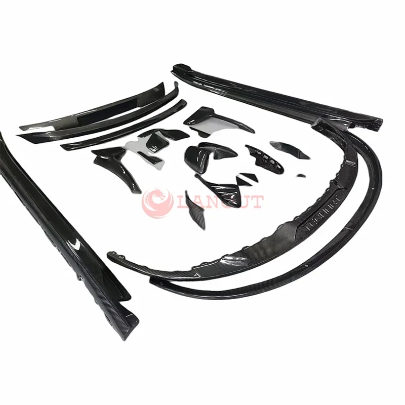 

For Porsc Taycan modified bag Weihetaiat carbon fiber front lip rear lip side skirt tail wing rearview mirror