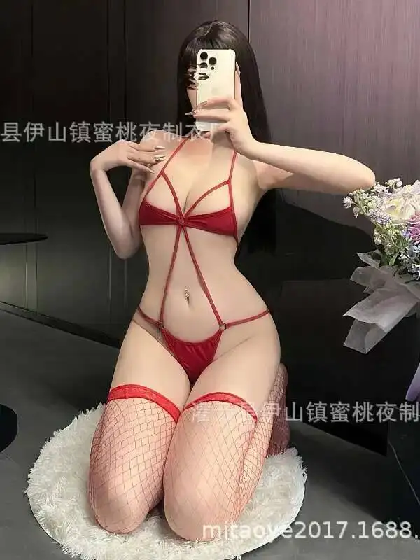 مثير الجوف خارج شبكة رقيقة داخلية عارية الذراعين العميق الخامس الحمالات أكمام معلقة الرقبة داخلية الساحرة ل ملهى ليلي GUMN #4