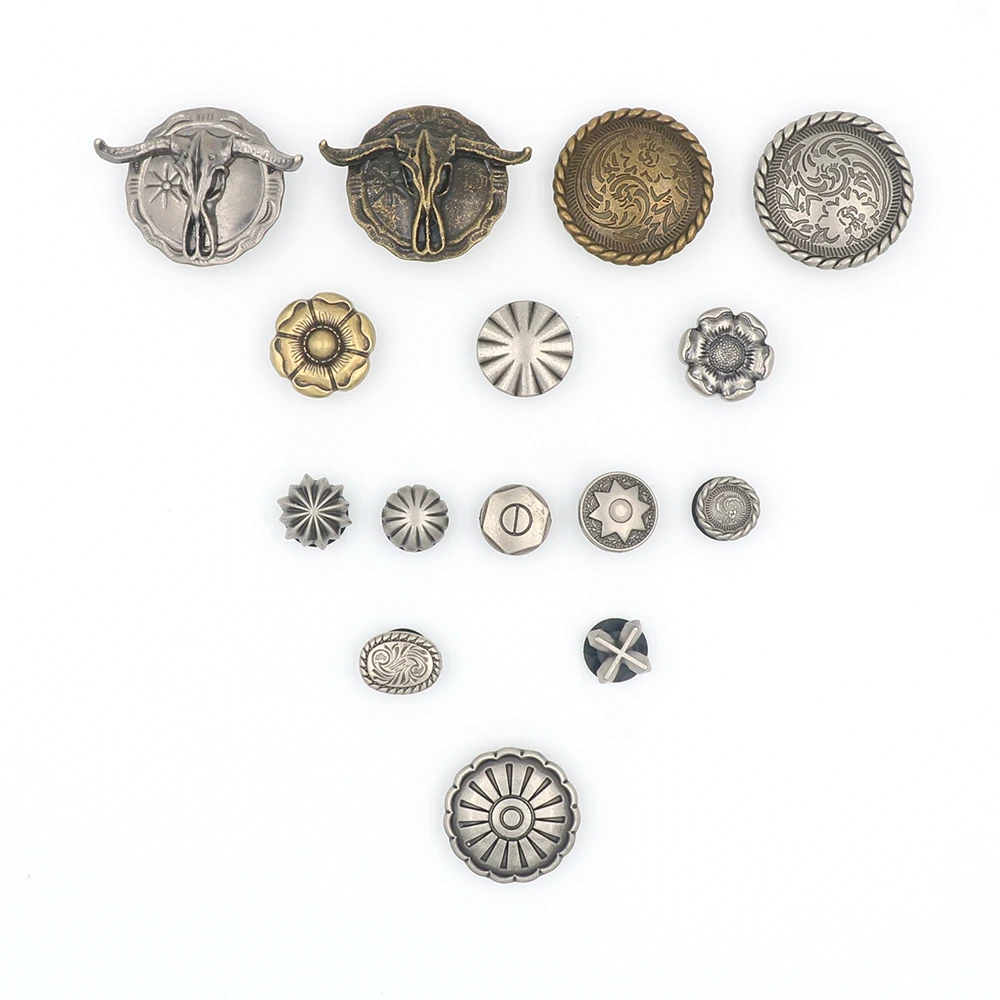 Shoe Charm Accessories 크록스 참 Крокросы Metal Shoe Decorations Flowers Buffalo Head Badge Lace Large Round Plate A Set 15 Pieces