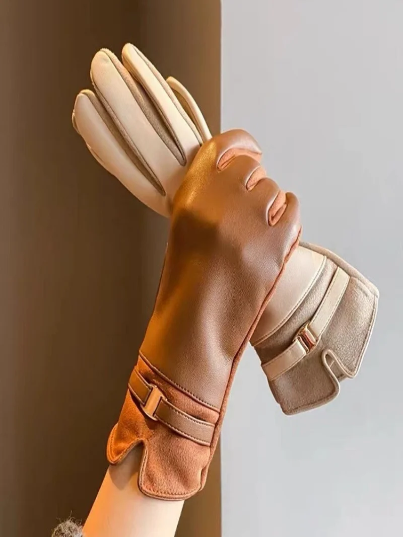 AliExpress NONE 2025 New Gloves for Women in Winter Warm and Plush Thickened Cold Proof Driving Touch Screen Gloves for Outdoor Cycling