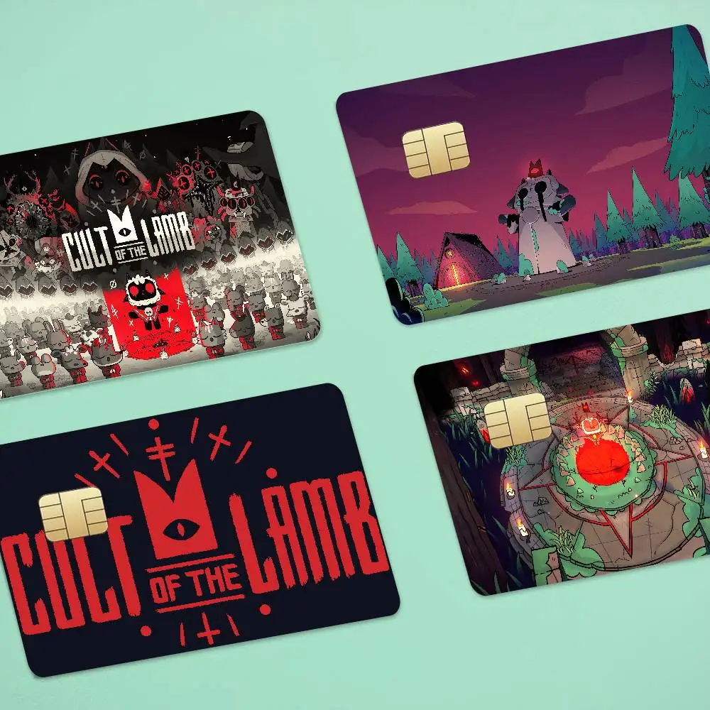 Game Cult Of The Lamb Anime 1 Set Of 4 Pcs Funny Shell Ultra Thin No Fade Sticker Skin Cover Film For Debit Credit Card