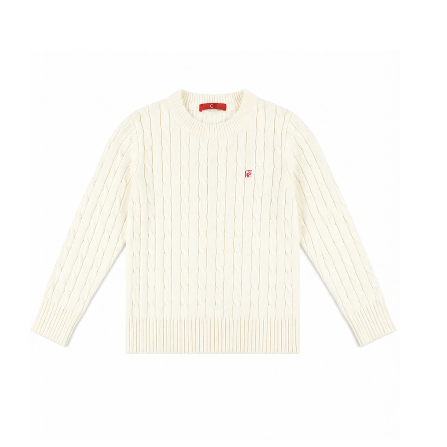 CH Jungen Pullover mit Rundhalsausschnitt, Zopfmuster, gerippten Bündchen und Saum, Bruststickerei, lässige Kinder-Strickoberteile – Detail 4