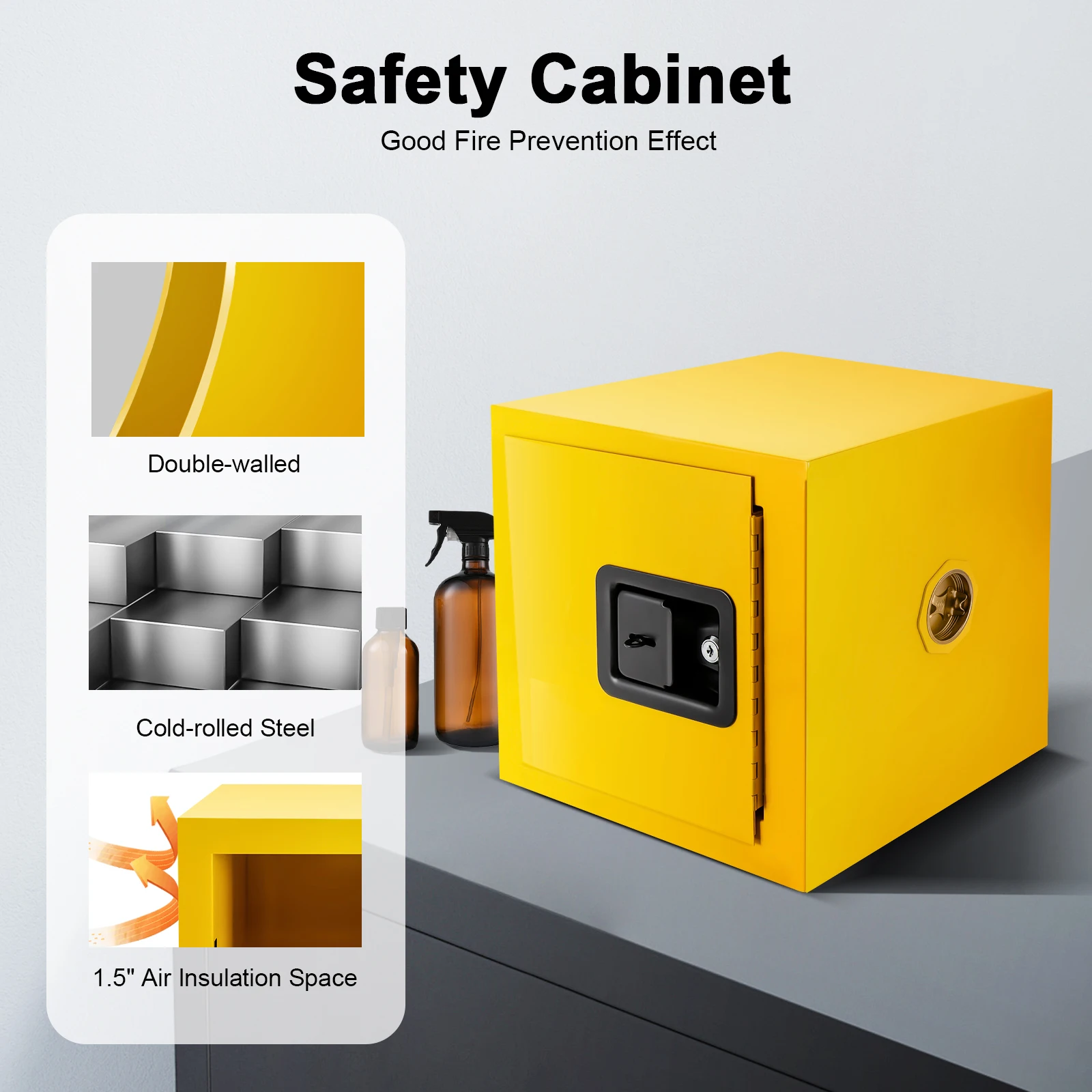 

2/4Gallon Flammable Storage Cabinet Hazardous Storage Cabinet Fire Safety Manual Door Cabinet Galvanized Steel Safety Cabinet